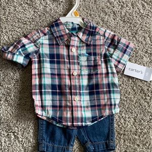NEW! Carter’s newborn plaid shirt with jeans.